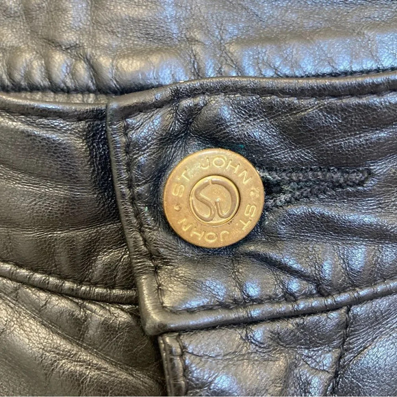 ST JOHN COLLECTION Leather Pants Black Size 6 Marie Gray - Picture 4 of 7